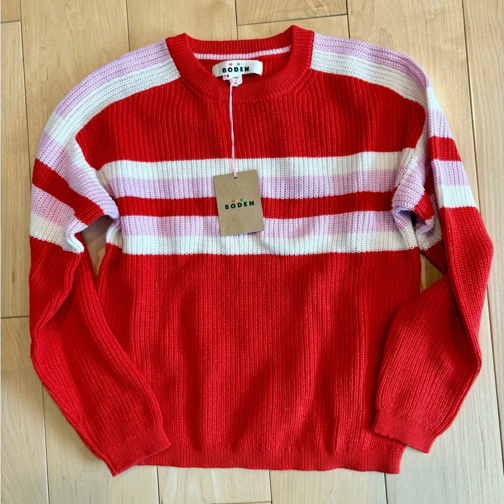 Boden Red and Pink Striped Sweater - Picture 1 of 2